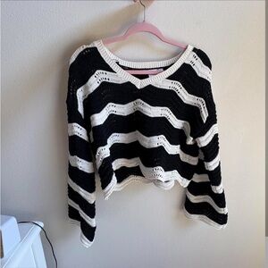 Zig Zag Crochet Sweater Crop Top